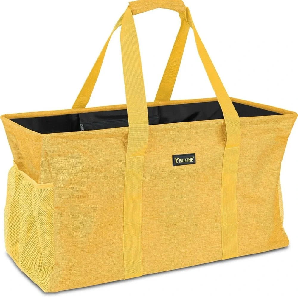 Large Utility Tote Storage Bag with Steel Wire Frame Open Top